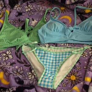No Boundaries Green and Blue Bikini Set